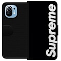 Miniatyrbillede 1 af 3: Xiaomi Mi 11 Tegnebogsetui Supreme Sort Hvid Streetwear Design Klassisk Modeikon Trend Urban Stil Grafiskt Motiv Populær