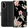 Miniatyrbillede 1 af 3: Samsung Galaxy S20 Tegnebogsetui Floral Mønster Sort