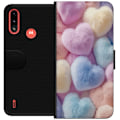Miniatyrbillede 1 af 3: Motorola Moto E7 Power Tegnebogsetui Hjerter Kærlighed Grafisk Design Romantisk Motiv Populær Symbol Grafisk Mønster Dekoration
