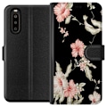 Miniatyrbilde 1 av 3: Sony Xperia 10 II Lommeboketui Floral Mønster Svart