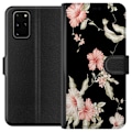 Miniatyrbillede 1 af 3: Samsung Galaxy S20+ Tegnebogsetui Blomstermønster Sort