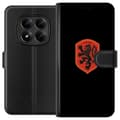 Kompatibel Tegnebogsetui til Xiaomi Redmi Note 15 Pro+ Orange skjold med sort heraldisk løve mod sort baggrund sort