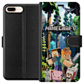Pikkukuva 1 / 3: Apple iPhone 8 Plus Lompakkokotelo Minecraft-matkapuhelinkotelo metsällä ja pikselityylisillä hahmoilla