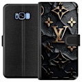Miniatyrbillede 1 af 3: Samsung Galaxy S8 Tegnebogsetui Louis Vuitton Mørk Tilstand Design Sort Luksus Stil Mode Populær Grafisk Mønster Modeikon Luksusmærke