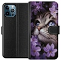 Pikkukuva 1 / 3: Apple iPhone 12 Pro Max Lompakkokotelo Kissa ja kukat