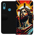 Pikkukuva 1 / 3: Huawei Y6 (2019) Lompakkokotelo Jeesus ja Kortti - uskonnollinen motiivi syvällä symboliikalla