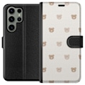 Miniatyrbillede 1 af 3: Samsung Galaxy S23 Ultra Tegnebogsetui Teddybaggrund - søde teddybjørne mod en blød baggrund
