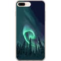 Kompatibelt Mobildeksel til Apple iPhone 7 Plus Grønt nordlys over mørk barskog under stjerneklar nattehimmel grønn