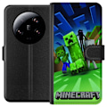 Pikkukuva 1 / 3: Xiaomi 13 Ultra Lompakkokotelo Minecraft Creeper mobilskal i klassisk grön pixelstil