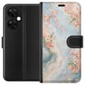Kompatibelt Lommeboketui til OnePlus Nord CE3 Blomstermarmor blå