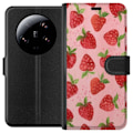 Miniatyrbillede 1 af 3: Xiaomi 13 Ultra Tegnebogsetui Jordbærdrømme - Retro-stil jordbærmønster
