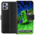 Pikkukuva 1 / 3: Motorola Moto G23 Lompakkokotelo Minecraft Creeper mobilskal i klassisk grön pixelstil