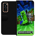 Pikkukuva 1 / 3: Huawei P40 Lompakkokotelo Minecraft Creeper mobilskal i klassisk grön pixelstil