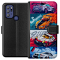 Pikkukuva 1 / 3: Motorola Moto G60S Lompakkokotelo Nopeat Autot - Piirretty Kuvio Toiminnalla
