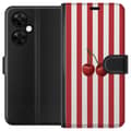 Kompatibel Tegnebogsetui til OnePlus Nord CE 3 Lite Røde kirsebærstriber rød