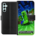 Miniatyrbild 1 av 3: Samsung Galaxy A34 Plånboksfodral Minecraft Creeper mobilskal i klassisk grön pixelstil