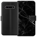 Kompatibel Tegnebogsetui til Samsung Galaxy S10+ Sort marmor
