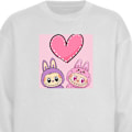 Miniatyrbild 1 av 3: Sweatshirt för Vuxen | Klassisk Collegetröja Labubu Pink Mon vit S