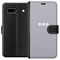 Miniatyrbillede 1 af 3: Google Pixel 7a Tegnebogsetui Lilla Blomminimalisme - stilfuldt blomstermotiv på lilla baggrund