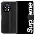 Miniatyrbillede 1 af 3: OnePlus 11R Tegnebogsetui Supreme Sort Hvid Streetwear Design Klassisk Modeikon Trend Urban Stil Grafiskt Motiv Populær
