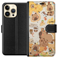 Miniatyrbillede 1 af 3: Apple iPhone 15 Pro Max Tegnebogsetui Kawaii capybara mobilskal med gulliga djurmotiv