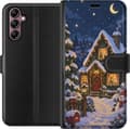 Kompatibel Tegnebogsetui til Samsung Galaxy A14 5G Snöstuga i månsken blå