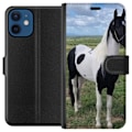 Miniatyrbild 1 av 3: Apple iPhone 12  Plånboksfodral Hästmagi – stiliserad häst i lugn färgskala