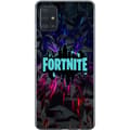 Kompatibelt Mobilskal till Samsung Galaxy A51 Spelinspirerad abstrakt logotypdesign med exploderande former neonljus och dynamisk energi för modernt