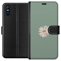 Pikkukuva 1 / 3: Xiaomi Redmi 9A Lompakkokotelo Vihreä Minimalikukka - tyylikäs kukka vihreällä taustalla
