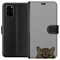 Miniatyrbild 1 av 3: Samsung Galaxy S20+ Plånboksfodral Grå Kattblick – stilren kattdesign med grå bakgrund