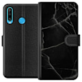 Miniatyrbillede 1 af 3: Huawei P30 lite Tegnebogsetui Sort marmor