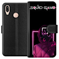 Pikkukuva 1 / 3: Huawei P20 lite Lompakkokotelo Squid Game Teema Suosittu Sarja Motiivi Graafinen Ikoninen Suunnittelu Aasialainen Popkulttuuri Jännitys Draama