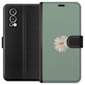 Miniatyrbillede 1 af 3: OnePlus Nord 2 5G Tegnebogsetui Grøn Minimalblomst - stilfuld blomst på grøn baggrund