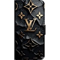Miniatyrbillede 3 af 3: Honor 10 Tegnebogsetui Louis Vuitton Mørk Tilstand Design Sort Luksus Stil Mode Populær Grafisk Mønster Modeikon Luksusmærke