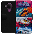 Pikkukuva 1 / 3: Nokia 5.4 Lompakkokotelo Nopeat Autot - Piirretty Kuvio Toiminnalla