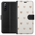 Miniatyrbillede 1 af 3: Sony Xperia 10 III Tegnebogsetui Teddybaggrund - søde teddybjørne mod en blød baggrund