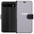 Pikkukuva 1 / 3: Google Pixel 6a Lompakkokotelo Lila Blomminimalismi - tyylikäs kukkakuva lila taustalla