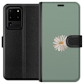 Pikkukuva 1 / 3: Samsung Galaxy S20 Ultra Lompakkokotelo Vihreä Minimalikukka - tyylikäs kukka vihreällä taustalla