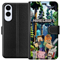 Miniatyrbillede 1 af 3: Samsung Galaxy S25 Edge Tegnebogsetui Minecraft mobiltelefon dækning med skov og pixel karakterer