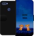 Kompatibel Tegnebogsetui til Huawei P smart Tegnede løveunger under en blå stjernehimmel med Hakuna Matata-tekst blå