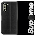Miniatyrbillede 1 af 3: Samsung Galaxy S21 FE 5G Tegnebogsetui Supreme Sort Hvid Streetwear Design Klassisk Modeikon Trend Urban Stil Grafiskt Motiv Populær
