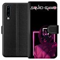 Miniatyrbillede 1 af 3: Huawei P30 Tegnebogsetui Squid Game Tema Populær Serie Motiv Grafisk Ikonisk Design Asiatisk Popkultur Spænding Drama