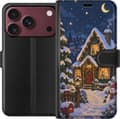 Kompatibel Tegnebogsetui til Apple iPhone 18 Pro Max Snöstuga i månsken blå