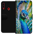 Miniatyrbillede 1 af 3: Samsung Galaxy A20s Tegnebogsetui Påfugle Fjer Farverig Design Fuglemotiv Eksotisk Grafisk Motiv Natur Luksuriøs Dekoration