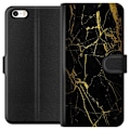 Miniatyrbillede 1 af 3: Apple iPhone 5 Tegnebogsetui Marmor Sort & Guld