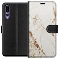 Miniatyrbillede 1 af 3: Huawei P20 Pro Tegnebogsetui Hvid marmor