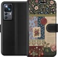 Kompatibel Tegnebogsetui til Xiaomi 12T Pro Beige blomsterbrev beige