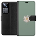 Miniatyrbilde 1 av 3: Xiaomi 12T Lommeboketui Grønn Minimalblomst - stilren blomst på grønn bakgrunn