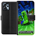 Miniatyrbillede 1 af 3: Motorola Moto G13 Tegnebogsetui Minecraft Creeper mobilskal i klassisk grön pixelstil