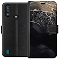 Miniatyrbillede 1 af 3: Motorola Moto E6i Tegnebogsetui Sort guld abstrakt
